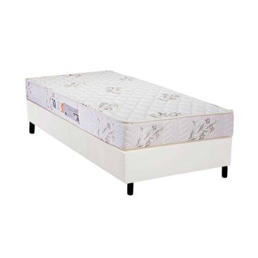 Imagem de  Cama Box Solteiro: Colchão Espuma D33 Luckspuma Supreme + Base CRC Courano White(88x188)