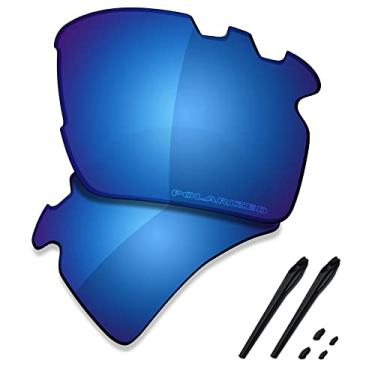 Imagem de SAUCER Lentes de reposição premium e kits de borracha para óculos de sol Oakley Flak 2.0 XL ventilados OO9188 High Defense - Azul meia-noite polarizado