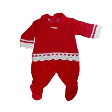 Imagem de Macacão Infantil Bebê Tricot Plush Inverno Vermelho Beth Bebê