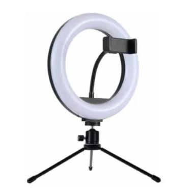 Imagem de Ring Light De Mesa Iluminador De Led Tripé 8 Polegadas com Suporte Celular