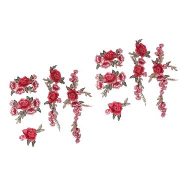 Imagem de STOBOK 10 Pcs remendos bordado Fácil usar Remendando roupas apliques bordados tops vermelhos ferro no remendo remendos apliques remendos costura linda Acessórios par flores