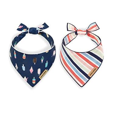 Imagem de Paws Wishes Bandana para cães, pacote com 2, conjunto de carrinhos de sorvete e marshmallow tarde de verão, design adequado para animais de estimação, resistente a cabelos e água, cachecol ajustável