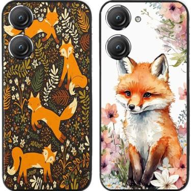 Imagem de 2 peças Fox in Flower TPU Gel Silicone Capa de telefone traseira para Asus Zenfone 8/9/10 (Asus Zenfone 9)
