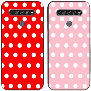 Imagem de 2 peças de capa de telefone traseira de silicone em gel TPU com bolinhas vermelhas e rosa para LG Series (LG K61)