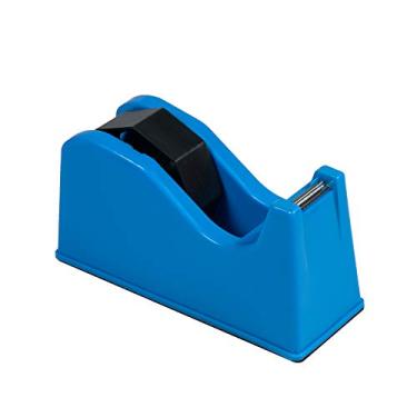 Imagem de IHOMECOOKER Suporte de rolo adesivo para dispensador de fita de mesa (serve para núcleo de 2,54 cm e 7,62 cm) com peso antiderrapante azul