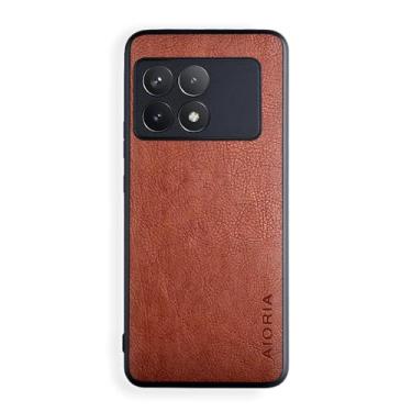 Imagem de AIORIA Capa para celular Xiaomi Poco X6 Pro, tela de 6,7 polegadas, capa de couro PU premium, design retrô, capa protetora completa para smartphone Xiaomi Poco X6 Pro 5G (marrom)
