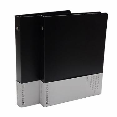 Imagem de Fichário de plástico redondo de PVC para fichário protetor de fichário de folhas soltas caderno recarregável (A5, preto pacote com 2)