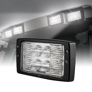 Imagem de Abrams Luz LED para trator de cabine superior de 15 cm x 10 cm [retangular 40 W] Cree de 8 x 5 W [3200 lúmen] substitui a luz LED de trator OEM de montagem embutida para John Deere Massey Ferguson