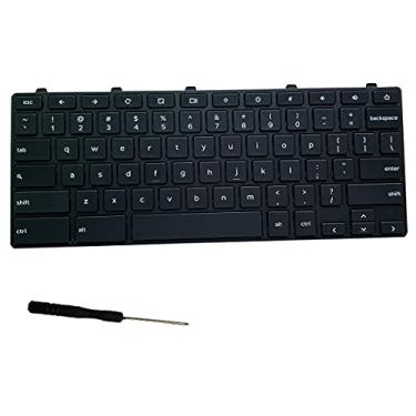 Imagem de Teclado de substituição para laptop Dell Chromebook: 11 3180 3181 3189 3380 Moon2020 teclado de substituição sem layout dos EUA retroiluminado com chave de fenda, preto
