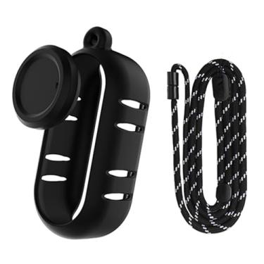 Imagem de Conjunto de capa protetora de silicone compatível com câmera de ação Insta360 GO 3S, capa macia + tampa da lente + acessórios de cordão de alça de pescoço (preto, tipo 2)