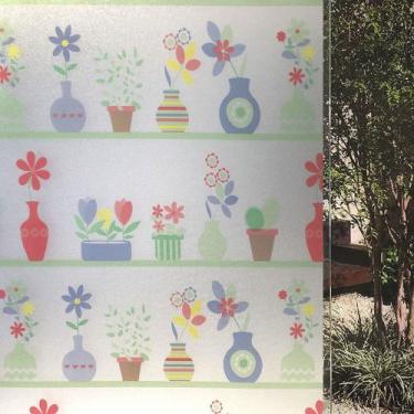 Imagem de Pelicula Adesiva Eletrostatica para Janela de Vidro Vasos de Flores 12