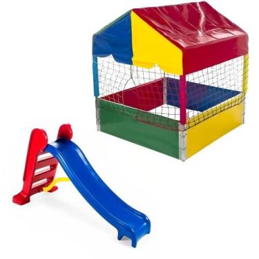 Imagem de Piscina de Bolinhas 1,00m Quadrada Escorregador Playground Médio - Rot