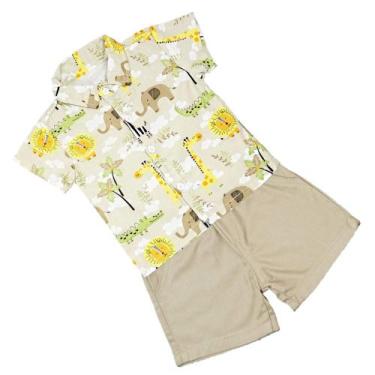 Imagem de Conjunto Infantil Bebê Menino Mauricinho Camisa Social Mais Shorts Tem