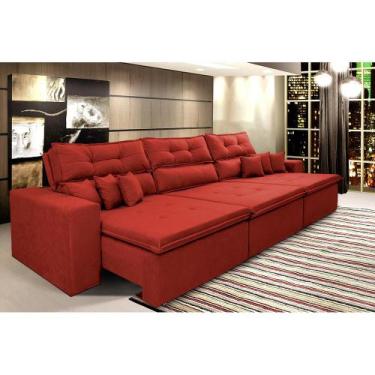 Imagem de Sofá Cairo 3,52m Retrátil, Reclinável Tecido Suede Vermelho - CAMA INB