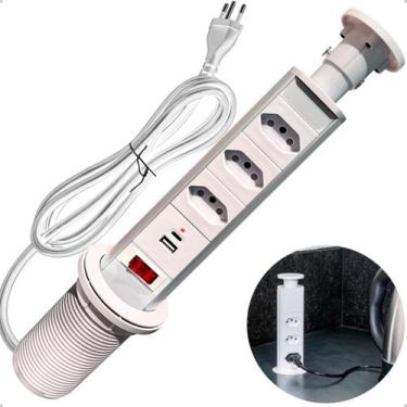 Imagem de Torre 3 Tomada 20a Bancada Retrátil Embutir Usb e Tipo-c - B-Max, Bran