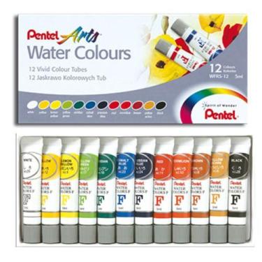Imagem de Tinta Aquarela Pentel Water Colour 12 Cores 5ml Ilustração
