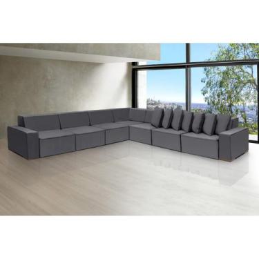 Imagem de Sofá Dubai 3.97x3.97m de Canto Retrátil - Sofisticato, chumbo