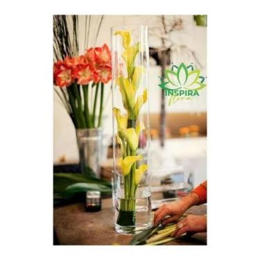 Imagem de Vaso De Vidro 10x50 Cilindro Tubo Decoração Atemporal Arranj - FLORA F