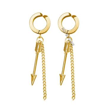 Imagem de Par brinco de pressão masculino feminino flecha prata prateado Dourado