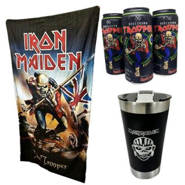 Imagem de 3 Cervejas Trooper Iron Maiden 473ml + Copo 500ml + Toalha Presente