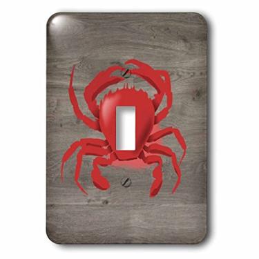 Imagem de 3dRose lsp_233753_1 Imagem de caranguejo vermelho em tábuas desgastadas interruptor de botão único