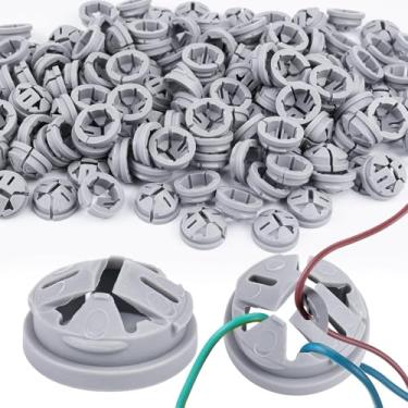 Imagem de Conector de cabo push-in de botão não metálico de 150 peças, conector para caixa de junção preto, conduíte elétrico de nocaute a granel, encaixe de linha de tensão de nylon (tamanho comercial 3/8,