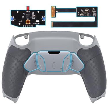 Imagem de eXtremeRate Kit de remapeamento RISE4 clássico cinza emborrachado programável para controle PS5 BDM-010 e BDM-020, placa de atualização e redesenhado New Hope cinza Shell traseiro e 4 botões traseiros para controle de PS5