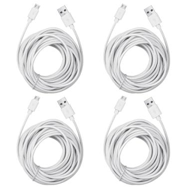 Imagem de Pacote com 4 cabos de extensão micro USB para câmera de segurança de 7,6 m compatível com Wyze Cam Pan, Blink Mini, YI Home Câmera, Branco
