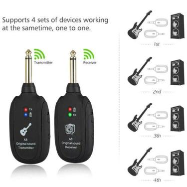 Imagem de Transmissor digital do sistema sem fio de guitarra+receptor recarregáv