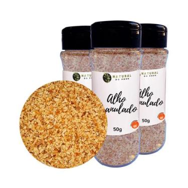 Imagem de Kit 3 Alho Granulado Sabor Puro Autentico Premium Pote com Dosador 60g