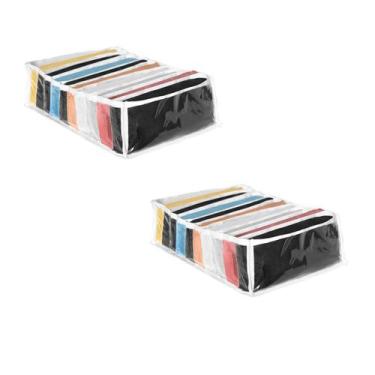 Imagem de Kit 2 Organizador de Roupa Gavetas Camiseta Colmeia Transparente 25x35