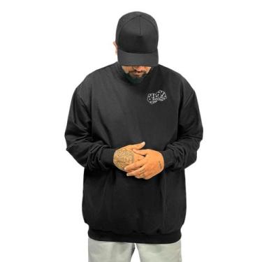 Imagem de Moletom Sem Capuz Gola Careca Blusa de Frio Estampado Relaxado D01, Pr