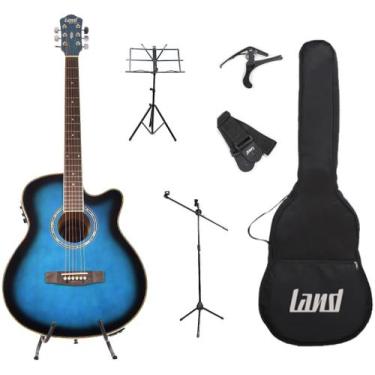 Imagem de Violão azul nylon lw-n-40e+suporte de microfone+acessórios - LAND