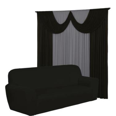 Imagem de Kit Sala Cortina 2 Metros Paris + Capa 4 Lugares Coladinha Spandex - D