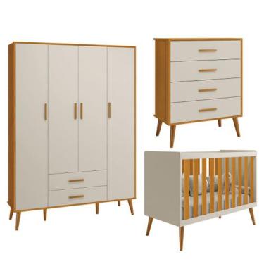 Imagem de Quarto Isis Berço Americano 2 em 1 + Comoda Gaveteiro + Guarda Roupa I