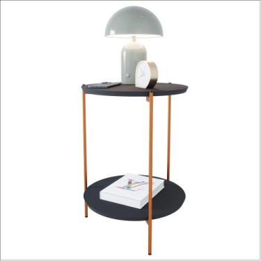 Imagem de Mesa De Apoio Lateral Duda Preto Com Pés de Ferro Bronze Ofertamo
