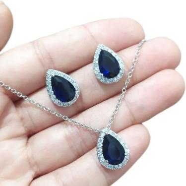 Imagem de Conjunto Colar e Brinco Noiva Pedra Zirconia  Gota - DeCastro joias, P