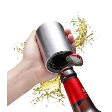 Imagem de Abridor Automático de Garrafas com Tampa Magnética em Inox - EB, Prata