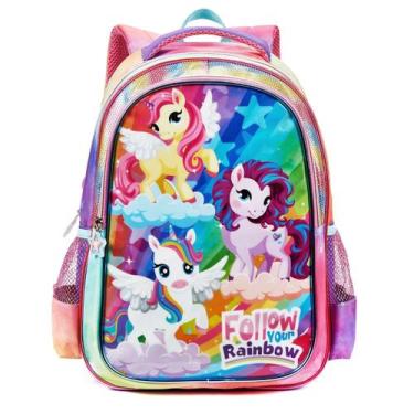 Imagem de Mochila Escolar Juvenil Estampa Colorida Material Reforçada Resistente