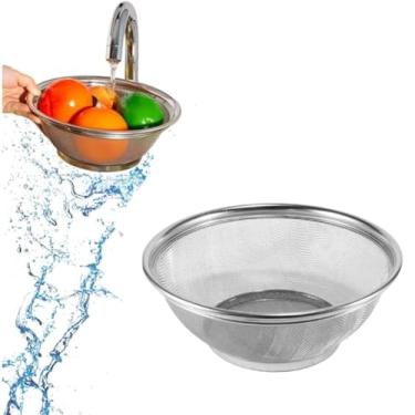 Imagem de Escorredor de Macarrão Escorredor de Arroz Escorredor de Alimentos Legumes Arroz Macarrão Multiuso de Aço Inox Premium 24CM