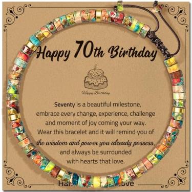 Imagem de ZOKCC Presentes de aniversário de 30º 40º 50º 60º 70º 80º aniversário para mulheres, pulseira de pedra natural, presentes de aniversário para mãe, filha, avó, irmã, amigas, colegas de trabalho, King