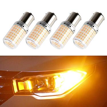 Imagem de 1797 BA15S 1156 Lâmpadas LED de seta P21W S25 Sem Anti Hyper Flash Âmbar Amarelo Lâmpadas traseiras Substituição Traseira Projetor Super Brilhante 3014SMD 12V 21W Pacote com 4