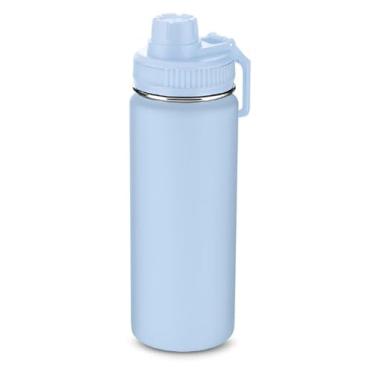 Imagem de Garrafa Térmica de 570ml em Aço Inox com Parede Dupla Tampa Rosqueável Anel de Silicone (AZUL)