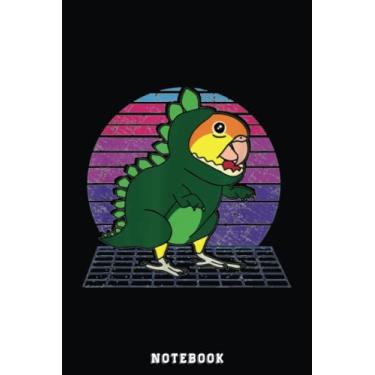 Imagem de Funny Bird doodle, Vaporwave white bellied Caique Dinosaur Notebook: Cute Trendy Dinosaur Wide Ruled Paper Notebook Journal | Pretty Wide Blank Lined ... for Home School College for Writing Notes