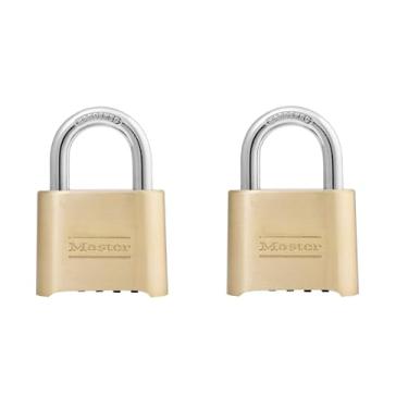 Imagem de Pacote com 2 cadeados Master Lock 175D de 5 cm de largura, reajustável, endurecido com alturas de 2,5 cm