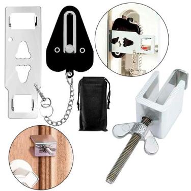 Imagem de 2 Fechadura Trava Porta Segurança Portátil Hotel Universal - Things Ne