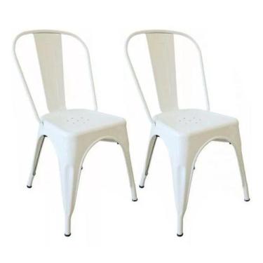 Imagem de Kit 2 Cadeiras Design Tolix Iron Ind. Aço Metal Branca - Frigopro