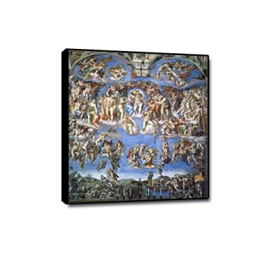 Imagem de JZSDGB Famosa arte de parede em tela - reproduções de pintura a óleo Michelangelo - Impressão em tela giclée clássica de arte de parede - 'Último julgamento' Imagens de pôster para decoração de quarto