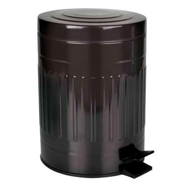 Imagem de Lixeira de Aço 5 Litros Retrô Preta 8239 MOR