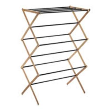 Imagem de Varal Vertical 3 Andares Em Bambu Com Hastes Metálicas Preto